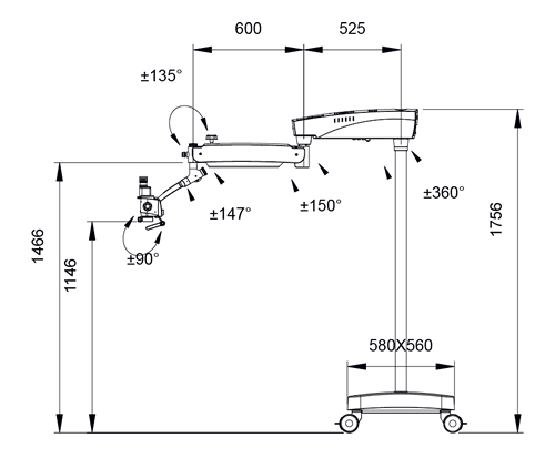 Prima DNT Microscope Specifications Drawing