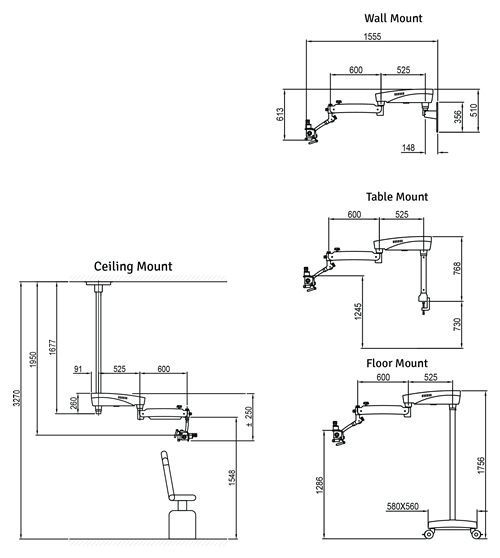 Prima ENT Microscope Mounting Drawing