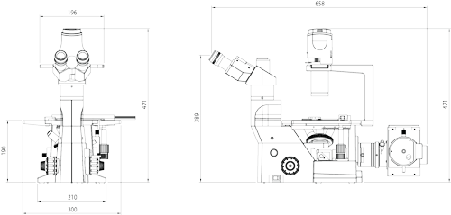 Labomed TCM400 Inverted Microscope Line Drawing